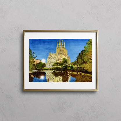 Sagrada Familia Art Print, Framed Front View