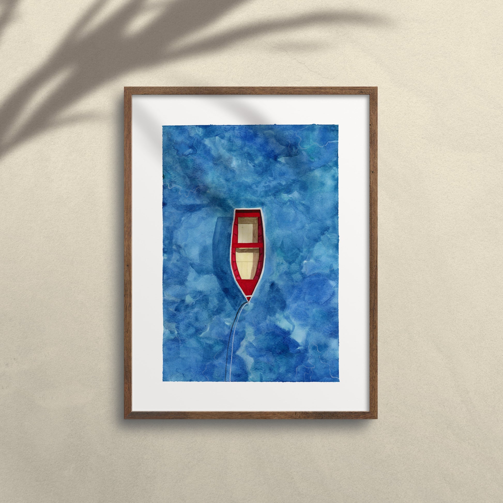 Coastal Art Print, Brown Frame, Front View